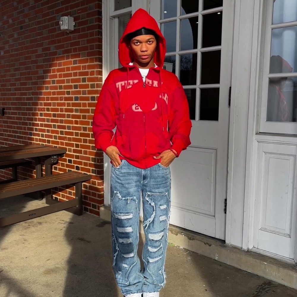 Red Camo Telfar Zip Up Hoodie